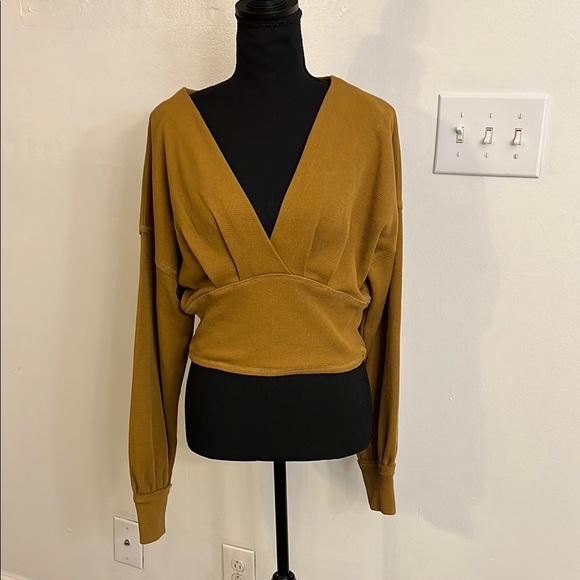 We The Free Tops - We The Free Neutral Mustard Long Sleeve Crop Knit Top